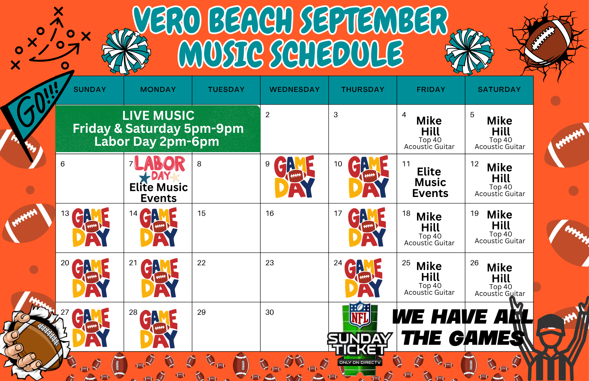 SEPTEMBER ENTERTAINMENT CALENDARS